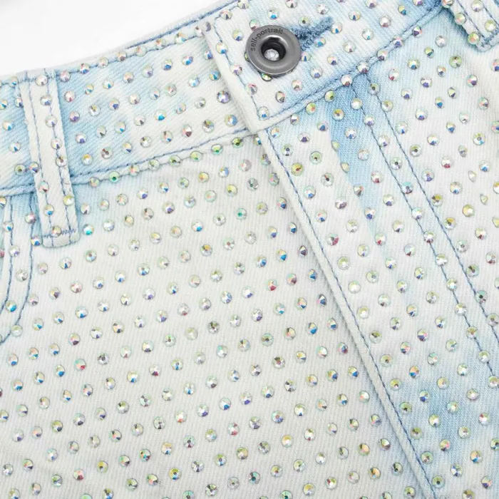 Rhinestone Denim Shorts Women Self Portrait Denim Rhinestone Denim Shorts Women Self Portrait Denim