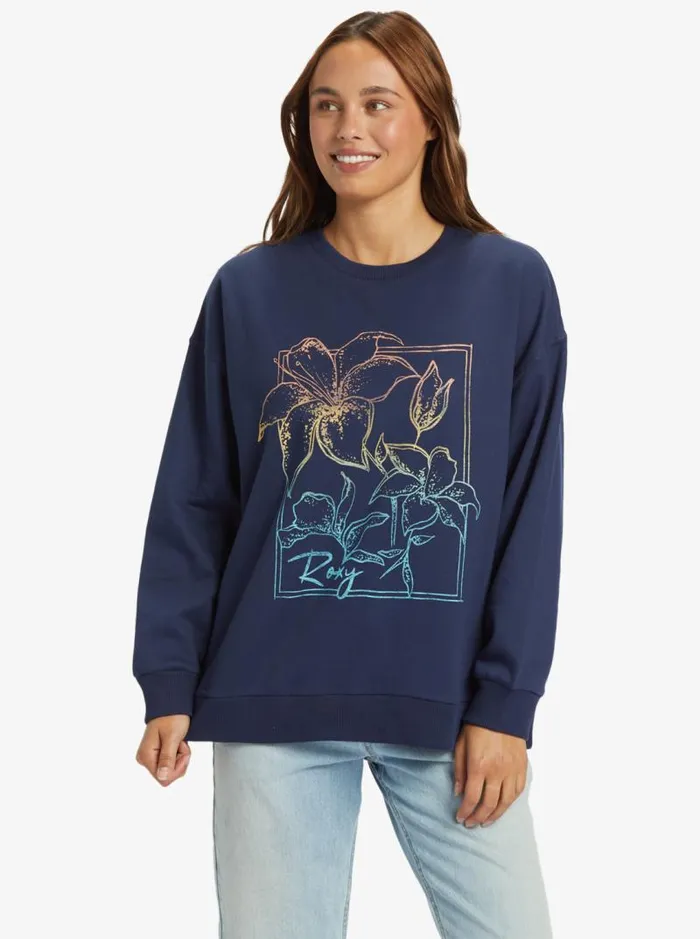 Roxy Fleece and Hoodies Morning Hike Sweatshirt Mood Indigo 8211 Women