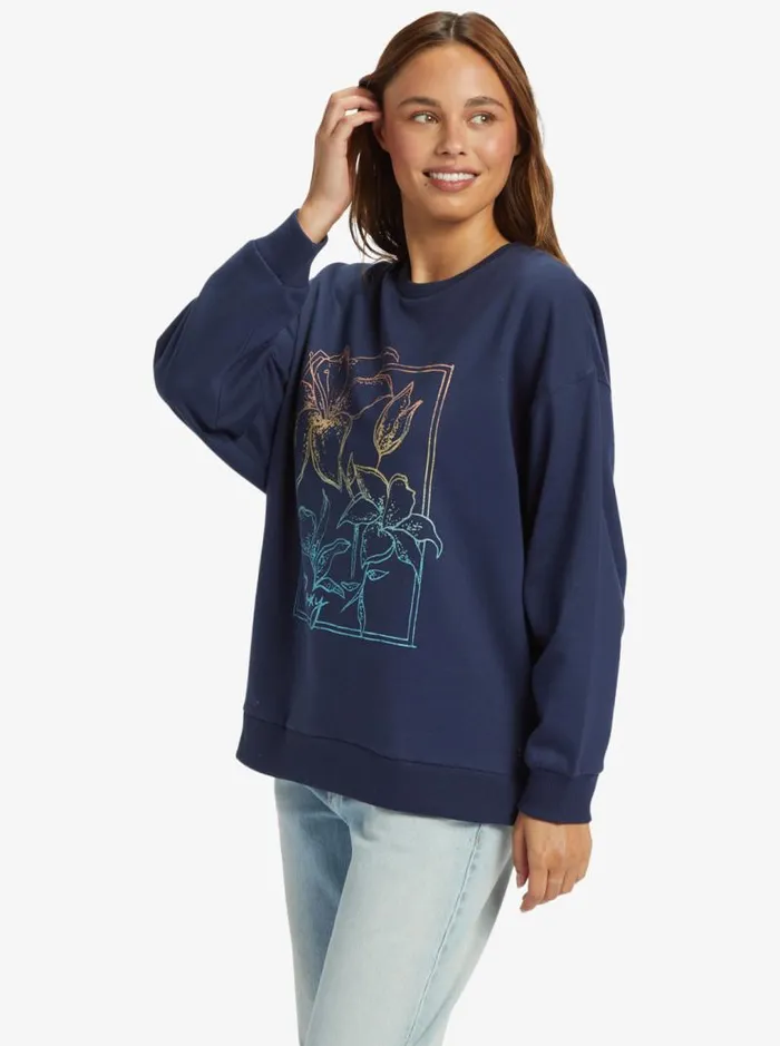 Roxy Fleece and Hoodies Morning Hike Sweatshirt Mood Indigo 8211 Women Roxy Fleece and Hoodies Morning Hike Sweatshirt Mood Indigo 8211 Women
