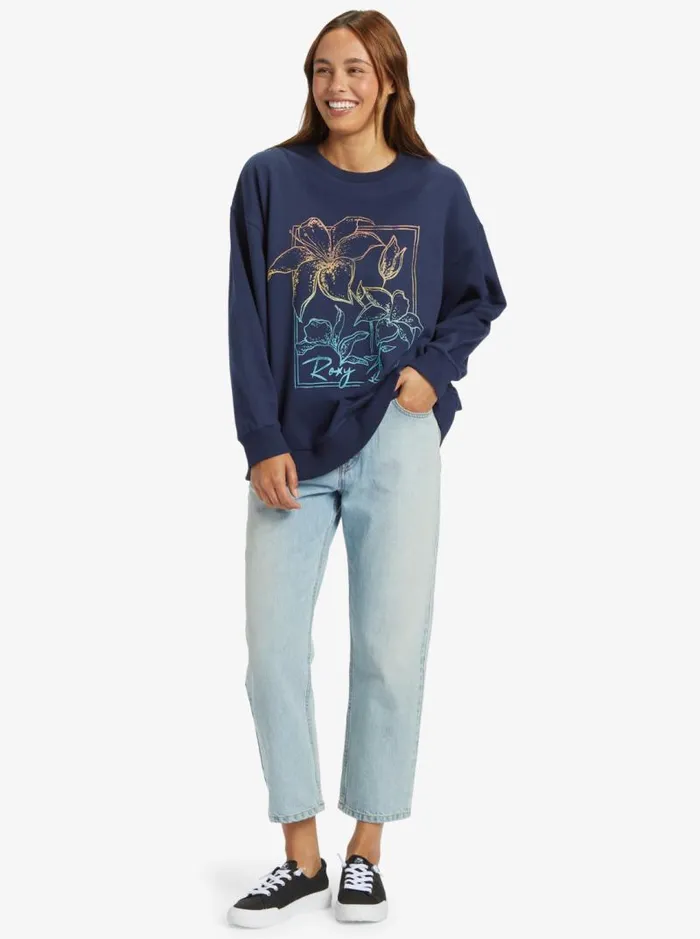 Roxy Fleece and Hoodies Morning Hike Sweatshirt Mood Indigo 8211 Women Roxy Fleece and Hoodies Morning Hike Sweatshirt Mood Indigo 8211 Women