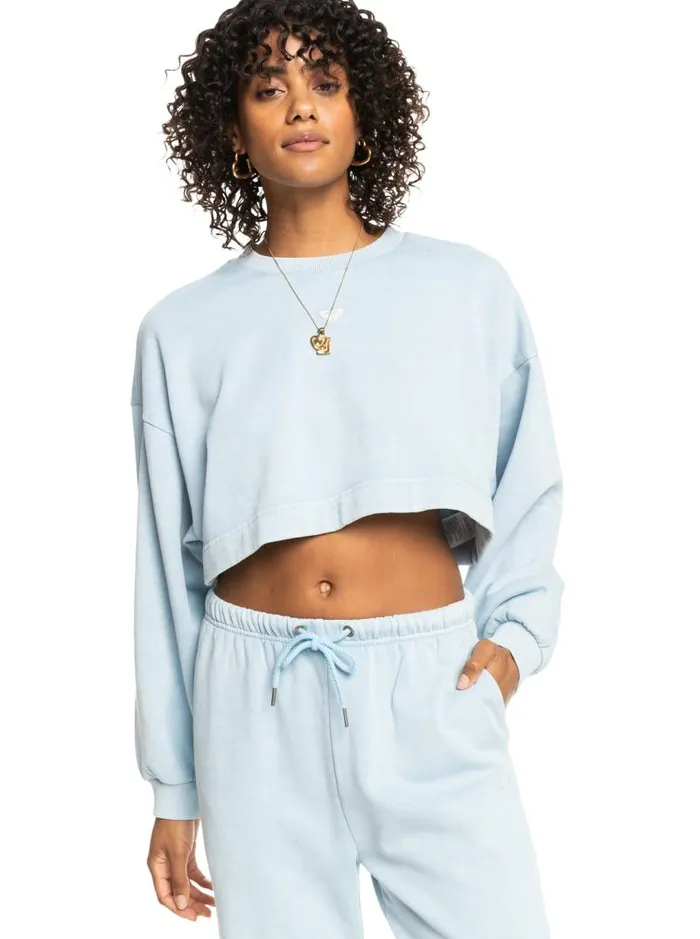 Roxy Fleece and Hoodies Surf Safari Sweatshirt Clear Sky 8211 Women