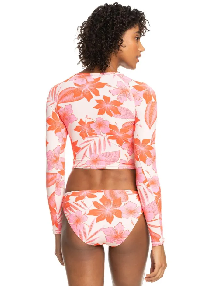 Roxy One Pieces Crop Top Cropped Long Sleeve Rashguard Pale Dogwood Lhibiscus 8211 Women