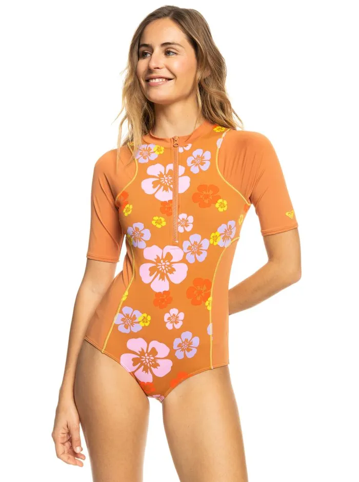 Roxy One Pieces SurfKindKate Short Sleeve OnePiece Swimsuit Sunburn Positivity Paradise 8211 Women