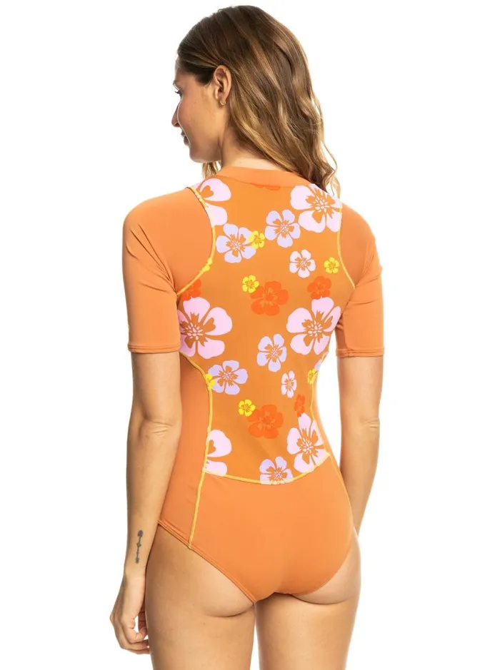 Roxy One Pieces SurfKindKate Short Sleeve OnePiece Swimsuit Sunburn Positivity Paradise 8211 Women