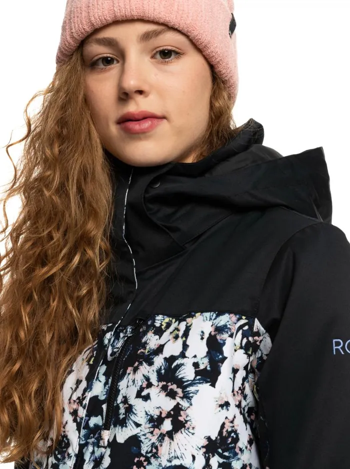 Roxy Snow Jackets Roxy Jetty Block Insulated Snow Jacket True Black Black Flowers 8211 Women