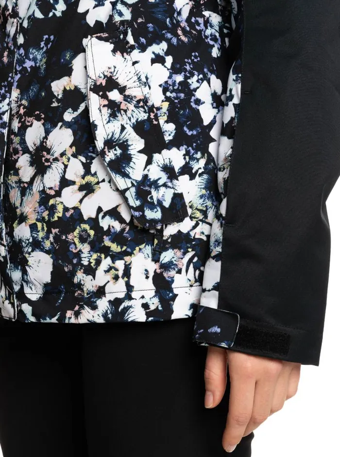 Roxy Snow Jackets Roxy Jetty Block Insulated Snow Jacket True Black Black Flowers 8211 Women