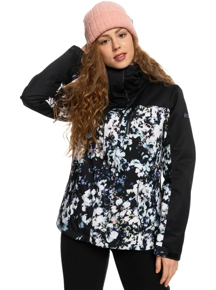 Roxy Snow Jackets Roxy Jetty Block Insulated Snow Jacket True Black Black Flowers 8211 Women