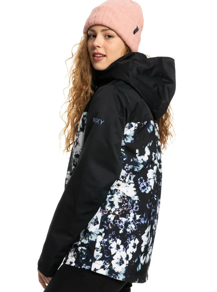 Roxy Snow Jackets Roxy Jetty Block Insulated Snow Jacket True Black Black Flowers 8211 Women