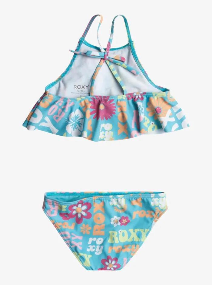 Roxy Swim Girl039s 416 Flower Vintage Power Two Piece Flutter Bikini Set For Girls Bachelor Button Groovy Girl 8211 Kids
