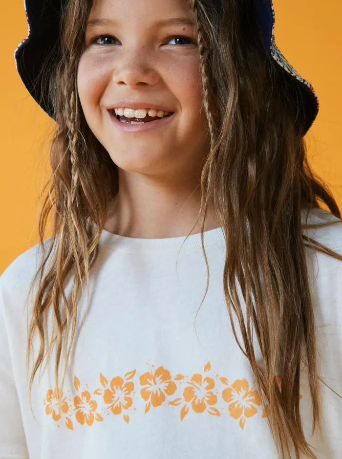 Roxy Tees and Tanks Girl039s 416 Hibiscus Stripe Oversized Cropped TShirt Snow White 8211 Kids Roxy Tees and Tanks Girl039s 416 Hibiscus Stripe Oversized Cropped TShirt Snow White 8211 Kids