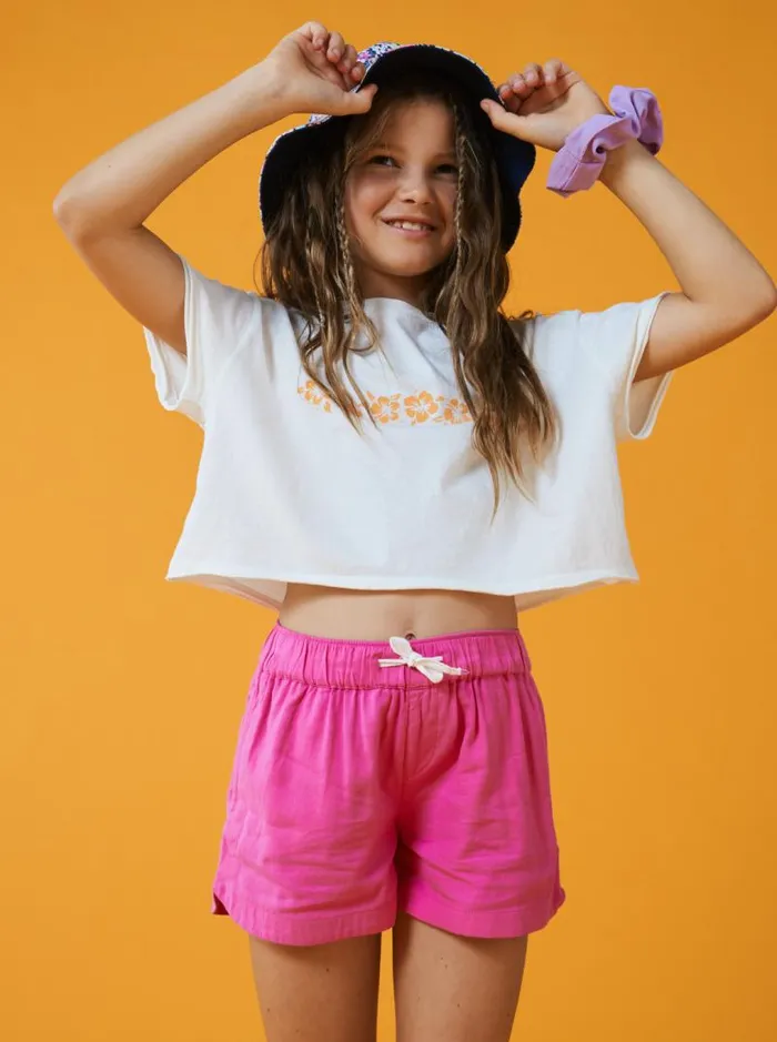 Roxy Tees and Tanks Girl039s 416 Hibiscus Stripe Oversized Cropped TShirt Snow White 8211 Kids Roxy Tees and Tanks Girl039s 416 Hibiscus Stripe Oversized Cropped TShirt Snow White 8211 Kids