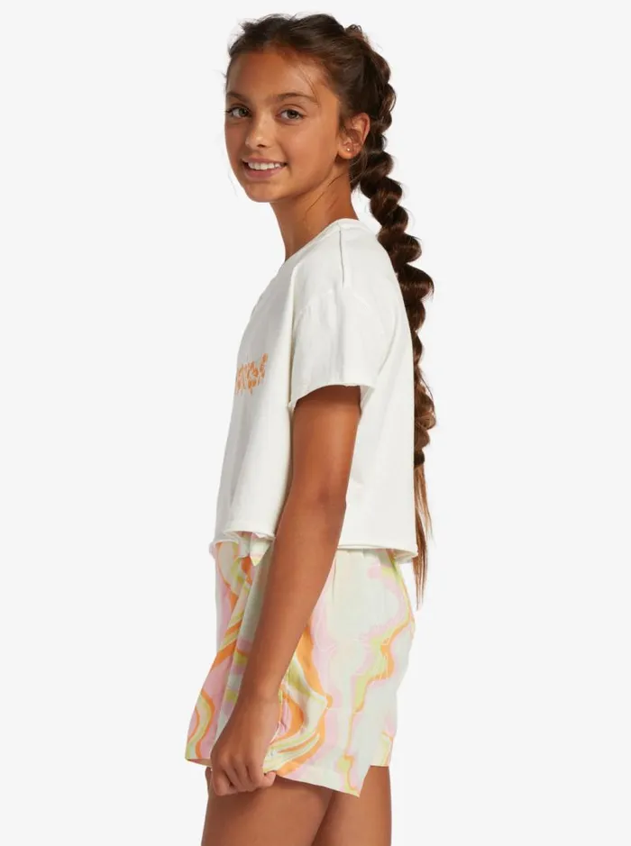 Roxy Tees and Tanks Girl039s 416 Hibiscus Stripe Oversized Cropped TShirt Snow White 8211 Kids Roxy Tees and Tanks Girl039s 416 Hibiscus Stripe Oversized Cropped TShirt Snow White 8211 Kids