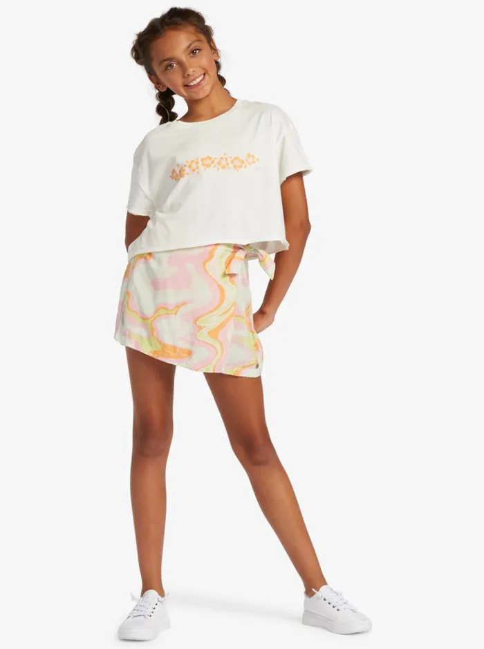 Roxy Tees and Tanks Girl039s 416 Hibiscus Stripe Oversized Cropped TShirt Snow White 8211 Kids Roxy Tees and Tanks Girl039s 416 Hibiscus Stripe Oversized Cropped TShirt Snow White 8211 Kids
