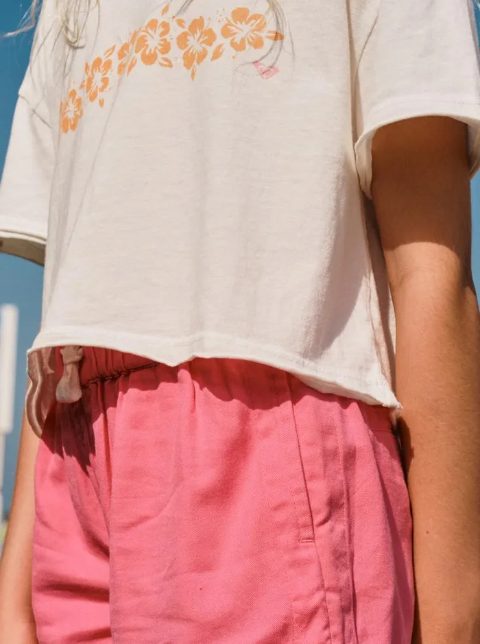 Roxy Tees and Tanks Girl039s 416 Hibiscus Stripe Oversized Cropped TShirt Snow White 8211 Kids Roxy Tees and Tanks Girl039s 416 Hibiscus Stripe Oversized Cropped TShirt Snow White 8211 Kids