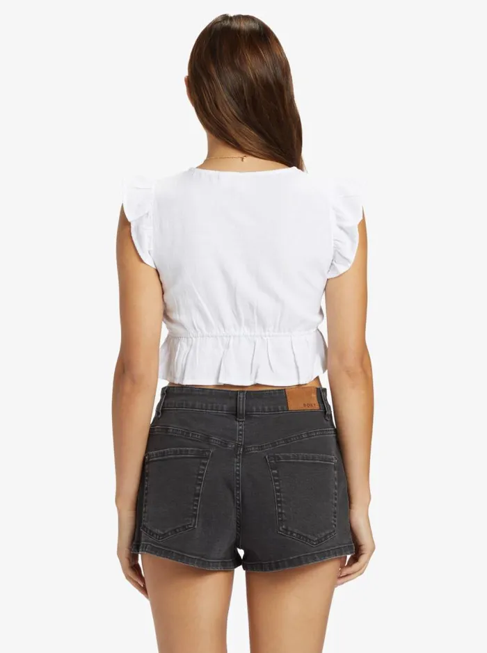 Roxy Tops Sweetest Love Short Sleeve Crop Top Snow White 8211 Women