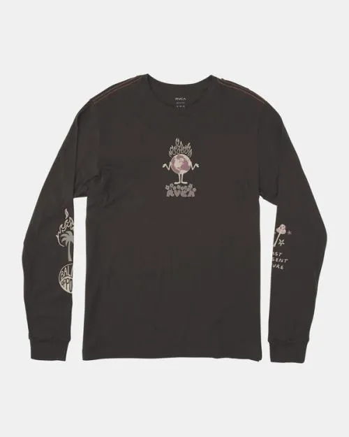 Rvca Boy039s Scorched Long Sleeve TShirt Pirate Black Boys Tees and Tanks