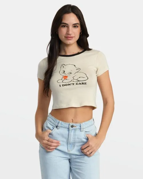 Rvca Dont Care TShirt Latte Women Tees and Tanks