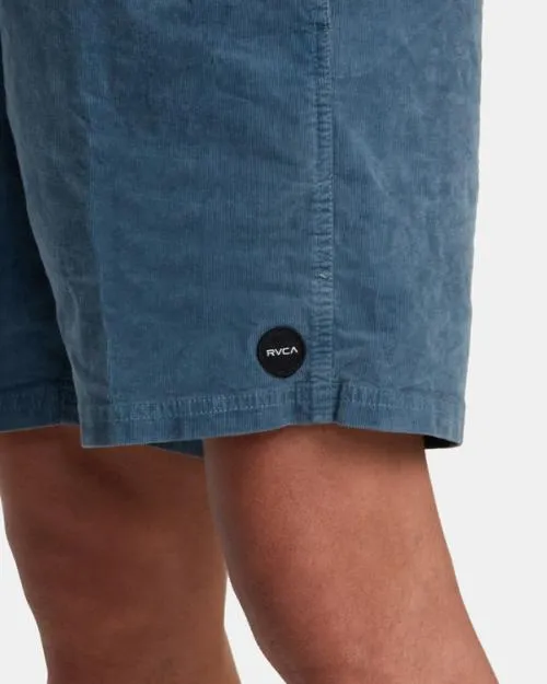 Rvca Escape Elastic Waist Corduroy Shorts 17 Light Duck Blue Men Shorts and Hybrids