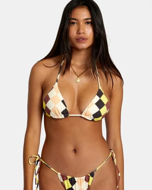Rvca Greenpacha Breeze Halter Triangle Bikini Top Multi Women Bikini Tops