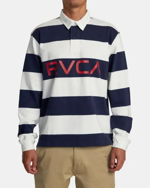 Rvca Long Sleeve Polo Shirt Navy Men Tees and Tanks