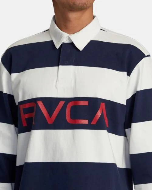 Rvca Long Sleeve Polo Shirt Navy Men Tees and Tanks