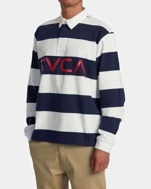 Rvca Long Sleeve Polo Shirt Navy Men Tees and Tanks