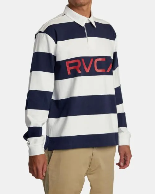 Rvca Long Sleeve Polo Shirt Navy Men Tees and Tanks