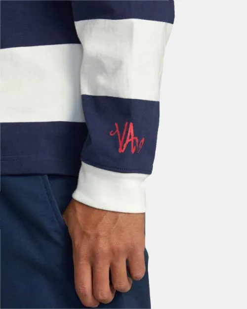 Rvca Long Sleeve Polo Shirt Navy Men Tees and Tanks