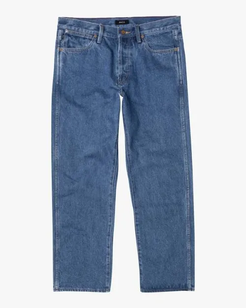 Rvca New Dawn Straight Fit Denim Jeans Blue Collar Men Denim