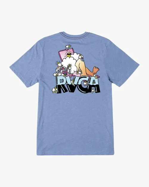 Rvca Pool Party Tee French Blue Men Short Sleeves