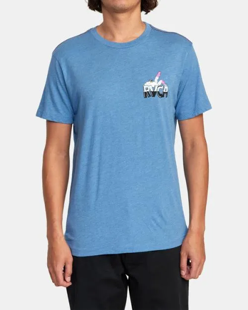 Rvca Pool Party Tee French Blue Men Short Sleeves