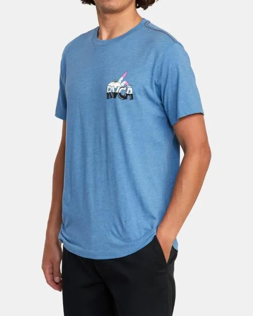 Rvca Pool Party Tee French Blue Men Short Sleeves