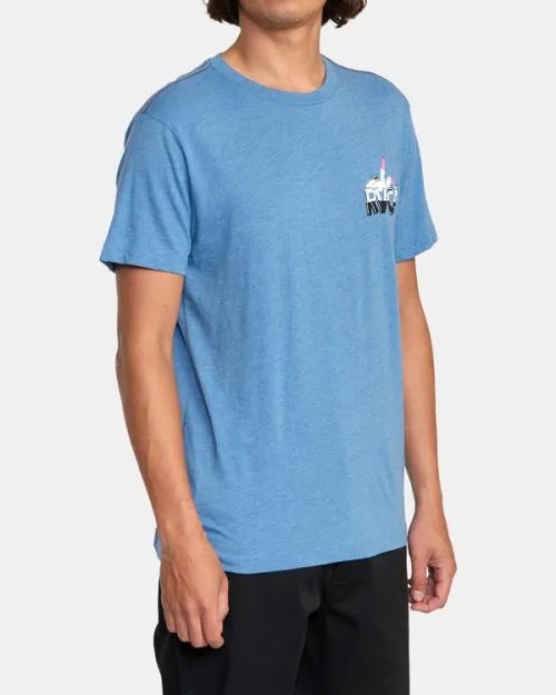 Rvca Pool Party Tee French Blue Men Short Sleeves