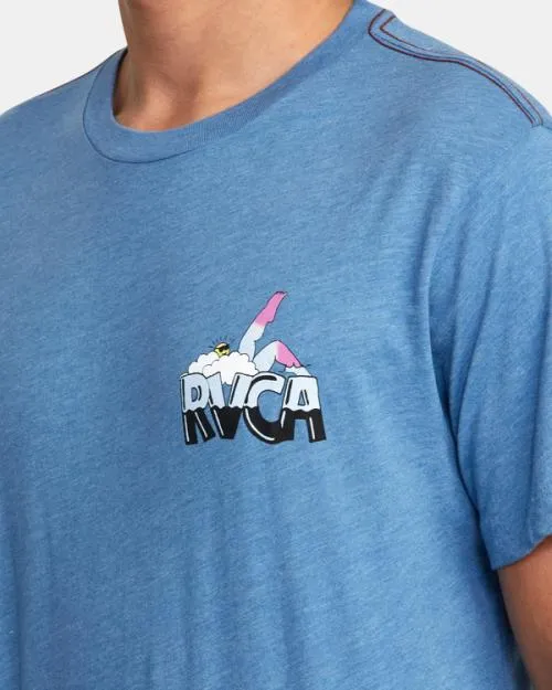 Rvca Pool Party Tee French Blue Men Short Sleeves