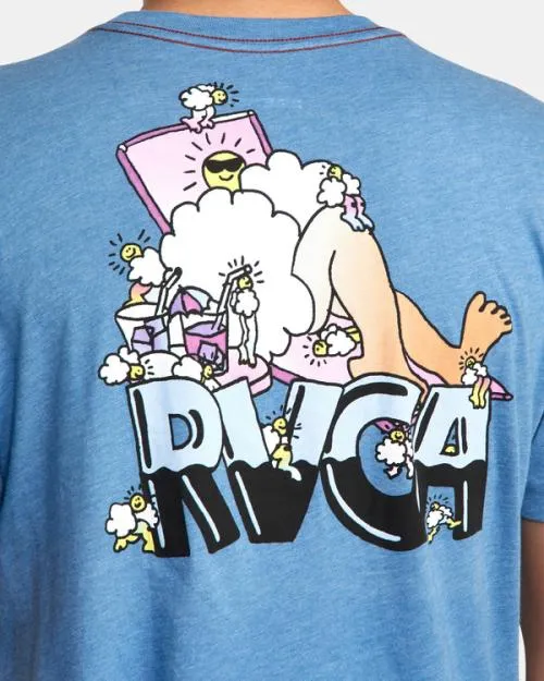 Rvca Pool Party Tee French Blue Men Short Sleeves