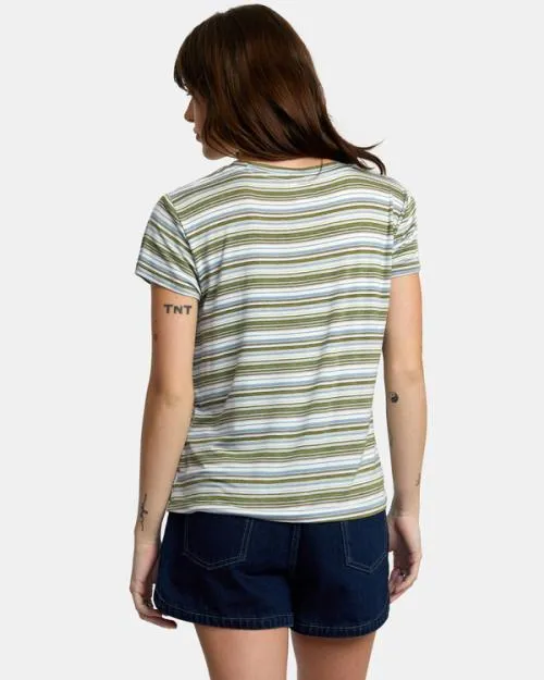 Rvca Recess 3 Crewneck Tee Sea Spray Women Tees and Tanks