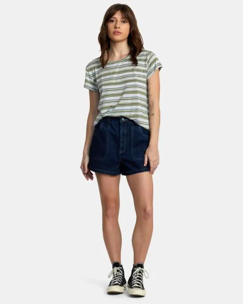 Rvca Recess 3 Crewneck Tee Sea Spray Women Tees and Tanks