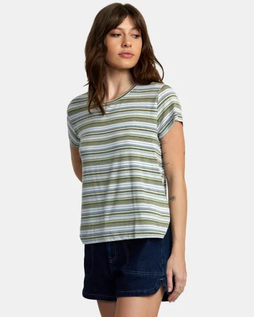 Rvca Recess 3 Crewneck Tee Sea Spray Women Tees and Tanks