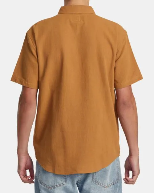 Rvca Recession Collection Day Shift Short Sleeve Shirt Camel Men Shirts and Flannels