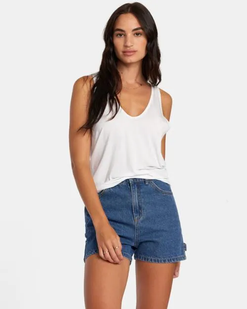 Rvca Recession Denim Shorts Blue Rinse Women Denim
