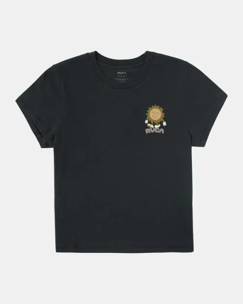 Rvca Sun Salute TShirt Washed Black Women Tees and Tanks