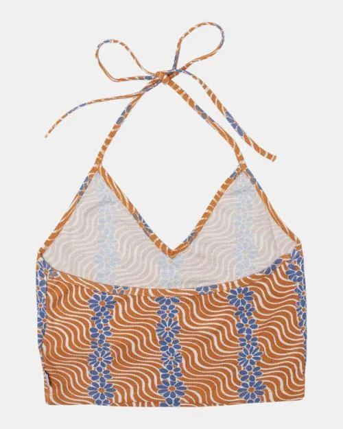 Rvca Sunrise Halter Top Tangerine Women Tops