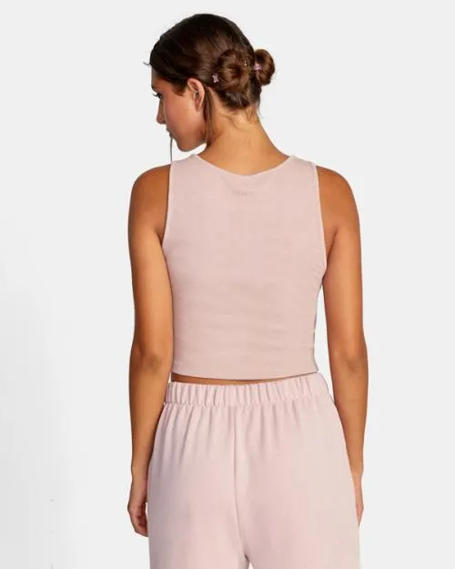 Rvca Test Drive Cropped Tank Top Dusty Rose Women Tops
