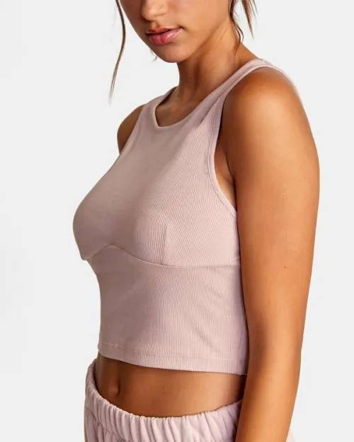 Rvca Test Drive Cropped Tank Top Dusty Rose Women Tops