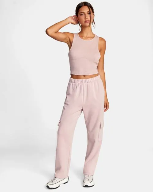 Rvca Test Drive Cropped Tank Top Dusty Rose Women Tops