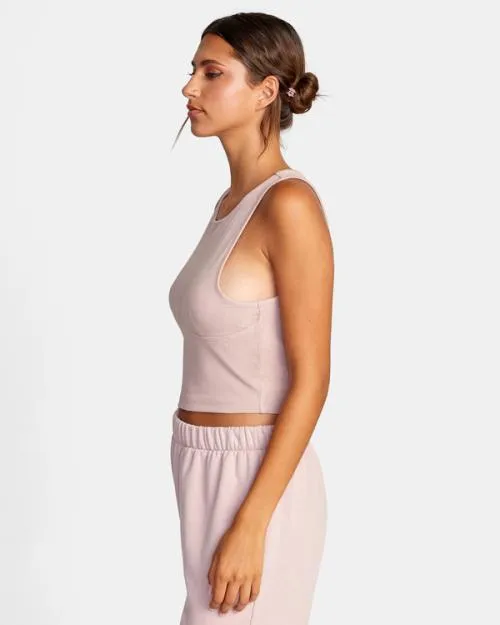 Rvca Test Drive Cropped Tank Top Dusty Rose Women Tops