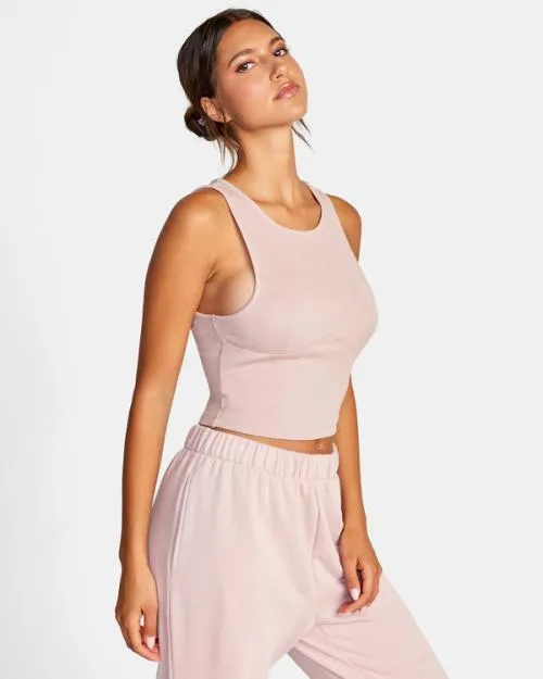 Rvca Test Drive Cropped Tank Top Dusty Rose Women Tops