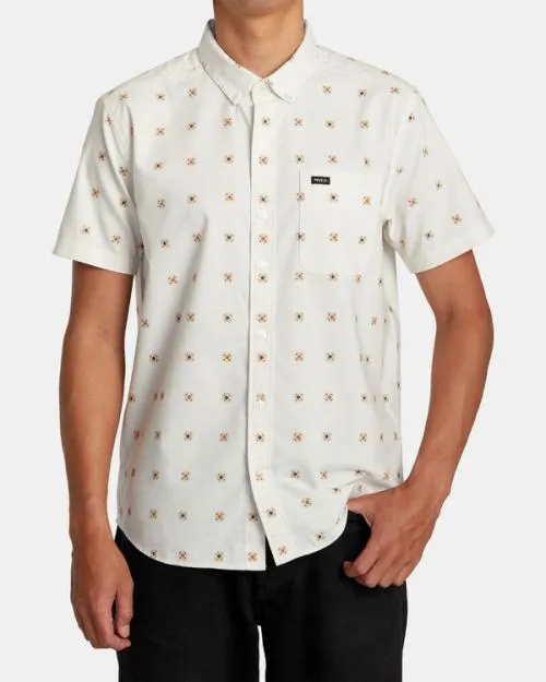 Rvca That039ll Do Print Short Sleeve Shirt Natural Men Shirts and Flannels