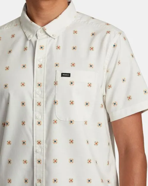 Rvca That039ll Do Print Short Sleeve Shirt Natural Men Shirts and Flannels