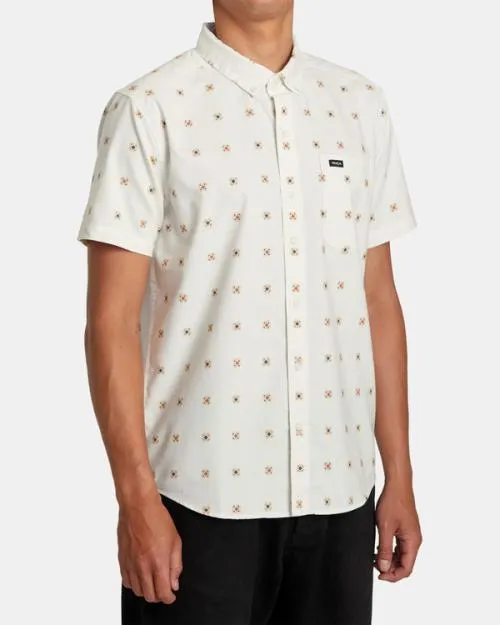 Rvca That039ll Do Print Short Sleeve Shirt Natural Men Shirts and Flannels